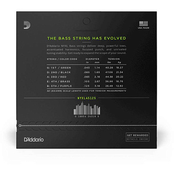 D'ADDARIO NYXL45125 - струны для бас-гитары 5 струнной D'ADDARIO NYXL45125 - струны для бас-гитары 5 струнной