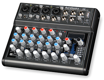 AuraSonics K8 - компактный микшерный пульт 2 мик.+2мик.моно/линейных стерео+1 лин.стерео+FXстерео+до AuraSonics K8 - компактный микшерный пульт 2 мик.+2мик.моно/линейных стерео+1 лин.стерео+FXстерео+до