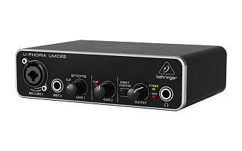 Behringer UMC22 - USB-аудиоинтерфейс, 2 входа, 2 выхода, микр. предусилитель MIDAS