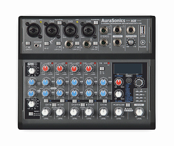 AuraSonics K8 - компактный микшерный пульт 2 мик.+2мик.моно/линейных стерео+1 лин.стерео+FXстерео+до AuraSonics K8 - компактный микшерный пульт 2 мик.+2мик.моно/линейных стерео+1 лин.стерео+FXстерео+до