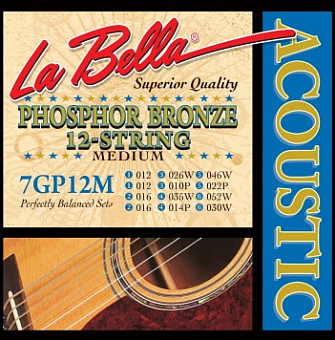 La Bella 7GP12M Phosphor Bronze Комплект струн для 12-струнной акустической гитары La Bella 7GP12M Phosphor Bronze Комплект струн для 12-струнной акустической гитары