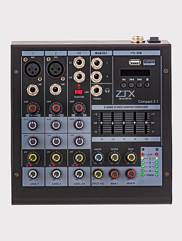 ZTX audio Compact 2.1 - микшерный пульт 2mono, 1stereo каналы с MP3 ZTX audio Compact 2.1 - микшерный пульт 2mono, 1stereo каналы с MP3