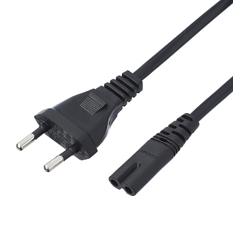 GoPower 00-00025227 - кабель питания евровилка-C7 (2-pin) 1.8м ПВХ 0.75мм, черный