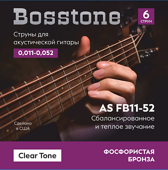 Bosstone Clear Tone AS FB11-52 - струны для акустической гитары фосфор-бронза 0,011-0,052 Bosstone Clear Tone AS FB11-52 - струны для акустической гитары фосфор-бронза 0,011-0,052