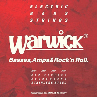 Warwick 42210 ML 4 струны для бас-гитары Red Label 40-100, сталь Warwick 42210 ML 4 струны для бас-гитары Red Label 40-100, сталь
