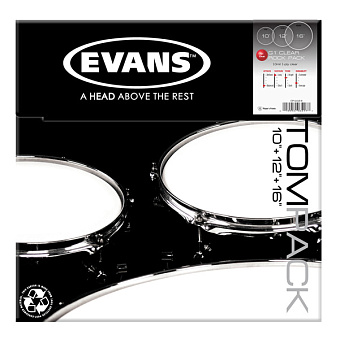 Evans ETP-G1CLR-R G1 Clear Rock Набор пластика для том барабана (10", 12", 16") Evans ETP-G1CLR-R G1 Clear Rock Набор пластика для том барабана (10", 12", 16")