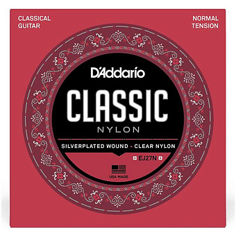 D'addario EJ27N - струны для классической гитары, Normal Tension, Silver, нормальное натяжение D'addario EJ27N - струны для классической гитары, Normal Tension, Silver, нормальное натяжение