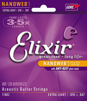 Elixir 11002 NanoWeb струны для акустич. гитары 10-47 Elixir 11002 NanoWeb струны для акустич. гитары 10-47