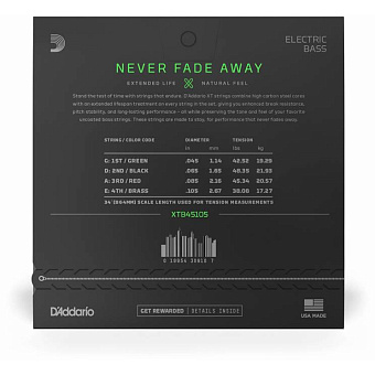 D'ADDARIO XTB45105 - струны для бас-гитары D'ADDARIO XTB45105 - струны для бас-гитары