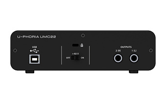 Behringer UMC22 - USB-аудиоинтерфейс, 2 входа, 2 выхода, микр. предусилитель MIDAS