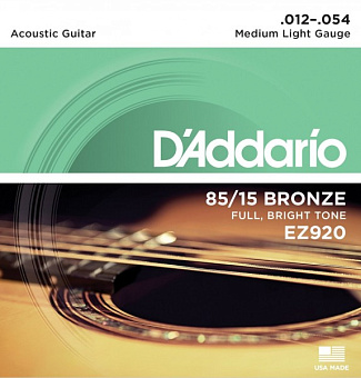 D'ADDARIO EZ-920 American Bronze 85/15 Струны для акустической гитары Medium Light 12-54 D'ADDARIO EZ-920 American Bronze 85/15 Струны для акустической гитары Medium Light 12-54