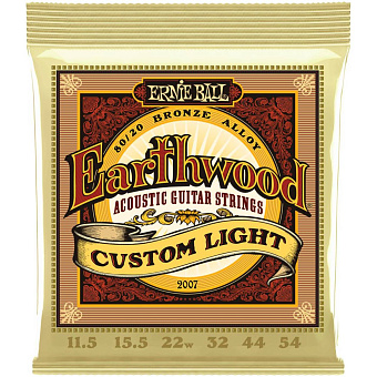 ERNIE BALL 2007 Earthwood 80/20 Bronze Custom Light 11.5-54 - струны для акустической гитары ERNIE BALL 2007 Earthwood 80/20 Bronze Custom Light 11.5-54 - струны для акустической гитары
