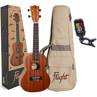 FLIGHT NUC PACK - набор: укулеле концерт + тюнер + чехол, серия Natural FLIGHT NUC PACK - набор: укулеле концерт + тюнер + чехол, серия Natural