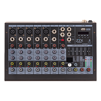 ZTX audio Compact 5.2Fx - микшерный пульт 5mono, 2stereo каналов с MP3/DSP/BT