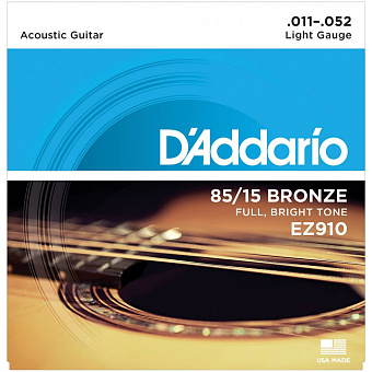 D'ADDARIO EZ910 - струны для акустической гитары, 85/15, Light, 11/52 D'ADDARIO EZ910 - струны для акустической гитары, 85/15, Light, 11/52