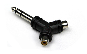 INVOTONE AD220 - переходник 2 RCA мама <>6.35мм стерео джек папа, корпус пластик INVOTONE AD220 - переходник 2 RCA мама <>6.35мм стерео джек папа, корпус пластик