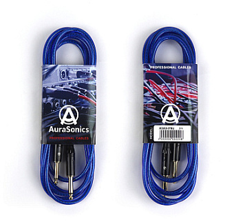 AuraSonics J63J63-3TBU гитарный кабель Jack TS 6.3мм - Jack TS 6.3мм, 3м, 24AWG, 0.22мм² синий AuraSonics J63J63-3TBU гитарный кабель Jack TS 6.3мм - Jack TS 6.3мм, 3м, 24AWG, 0.22мм² синий