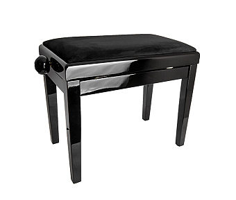 Rin HY-PJ018B-GLOSS-BLACK - банкетка деревянная с регулировкой высоты, чёрная, чёрный вельвет Rin HY-PJ018B-GLOSS-BLACK - банкетка деревянная с регулировкой высоты, чёрная, чёрный вельвет