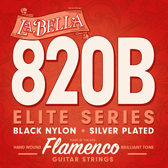 La Bella 820B Elite - струны для классической гитары фламенко, черный нейлон, среднее натяжение La Bella 820B Elite - струны для классической гитары фламенко, черный нейлон, среднее натяжение
