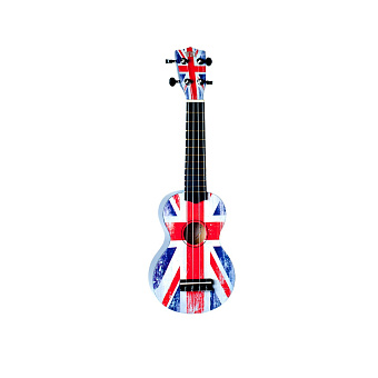 WIKI UK/GB - гитара укулеле сопрано, липа, рисунок "британский флаг", чехол в комплекте WIKI UK/GB - гитара укулеле сопрано, липа, рисунок "британский флаг", чехол в комплекте