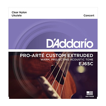 D'Addario EJ65C Комплект струн для концертного укулеле, прозрачный нейлон D'Addario EJ65C Комплект струн для концертного укулеле, прозрачный нейлон