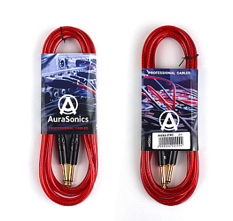 AuraSonics J63J63-3TRD гитарный кабель Jack TS 6.3мм - Jack TS 6.3мм 3м, 24AWG, 0.22мм², красный AuraSonics J63J63-3TRD гитарный кабель Jack TS 6.3мм - Jack TS 6.3мм 3м, 24AWG, 0.22мм², красный