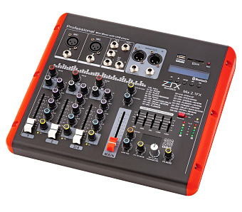 ZTX audio Mix 2.1Fx микшерный пульт 2 mono, 1stereo каналы с MP3/SD/DSP/BT ZTX audio Mix 2.1Fx микшерный пульт 2 mono, 1stereo каналы с MP3/SD/DSP/BT